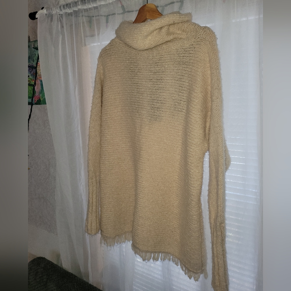 Free People Wool Sweater Womens Size Large Pullover Oversized Embroidered Cozy - Picture 6 of 6